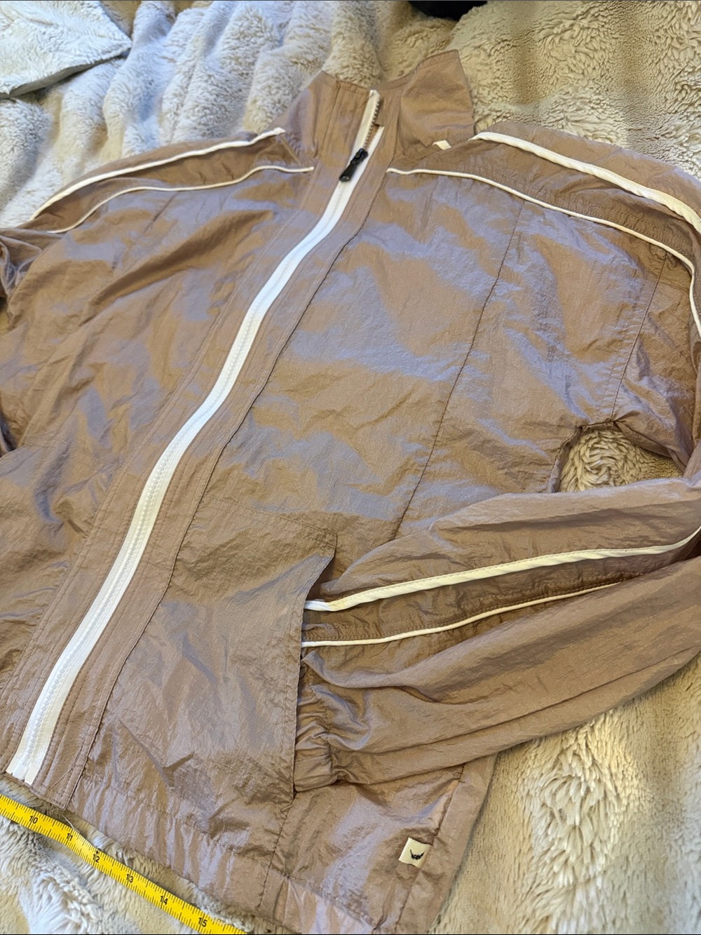 Jessica Simpson Taupe Track Jacket with White Trim